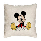 Perna Decorativa Canapea, Model copii Mickey Mouse, 40x40 cm, Cu fermoar