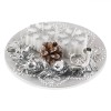 Set Platou Decorativ, Model Conuri și Lum&acirc;nări, Argintiu, Ceramică și Parafină, 13 cm, Oem