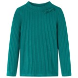 Tricou de copii cu m&acirc;neci lungi, tricot cu nervuri, verde &icirc;nchis, 104