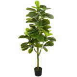 HOMCOM Smochin-lira artificial in ghiveci, Plante Ficus artificial pentru interior, exterior, 90 cm, verde | AOSOM RO