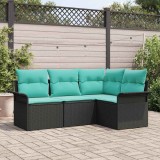 vidaXL Set de canapele pentru grădină 4 pcs Negru poliratan 3354015