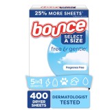 Servetele Parfumate Pentru Uscator, Bounce, Free &amp;amp; Gentle, pentru Rufe, Inmoaie Tesaturile si Reduc Electrizarea, fara Parfum, 400 buc