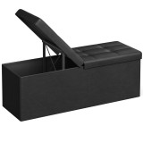SONGMICS Taburet pliabil cu sezut moale, spatiu de depozitare 120litri, maxim 300kg, 110x38x38cm, negru Household NewTrend