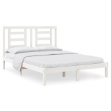 Cumpara ieftin Cadru de pat fara saltea, alb, 140x190 cm, lemn masiv de pin