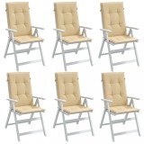 Perne Scaun Spatar Inalt vidaXL, 120x50x4cm, Textil Bej, Set 6 Bucati, Confortabile, Exterior Interior