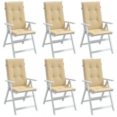 vidaXL Perne scaun cu spătar &icirc;nalt 6 buc. melanj bej 120x50x4cm textil 4002423