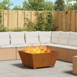 VidaXL Vatră de foc pătrată, 80x80x40 cm, oțel corten