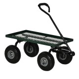 Outsunny Roabă de Grădină cu M&acirc;ner și 4 Roți Mari, Capacitate 150 kg, 94x48,5x100 cm, Verde | Aosom Romania