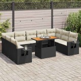 Cumpara ieftin Set canapele de grădină cu perne, 10 piese, negru, poliratan