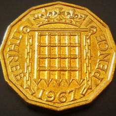 Moneda 3 (Three) PENCE - MAREA BRITANIE / ANGLIA, anul 1967 *cod 396 = UNC