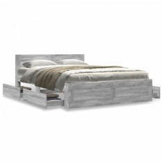 vidaXL Cadru de pat cu tăblie gri sonoma 120x190 cm lemn prelucrat 3295609