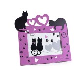 Cumpara ieftin Rama foto de masa Pisicute lemn violet negru 22 x 21,5 H