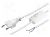 Cablu alimentare AC, 1.5m, 2 fire, culoare alb, cabluri, CEE 7/16 (C) mufa, Goobay - 51349