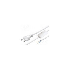 Cablu alimentare AC, 2.5m, 2 fire, culoare alb, cabluri, CEE 7/16 (C) mufa, BQ CABLE - S1W-2/07/2.5WH