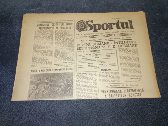 ZIARUL SPORTUL 17 NOIEMBRIE 1982
