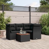 Cumpara ieftin Set mobilier de grădină cu perne, 5 piese, negru, poliratan