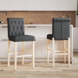vidaXL Scaune de bar, 2 buc., lemn masiv de hevea și textil