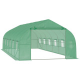 Outsunny Sera gradina, tip tunel, sera pentru plante, legume, fructe si structura din otel, Verde | Aosom Romania