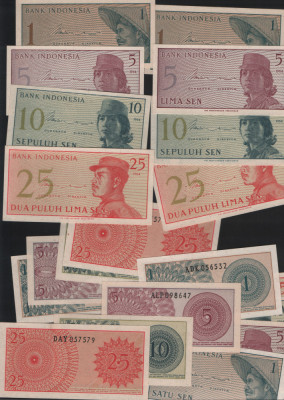 Indonezia Indonesia Set 1+5+10+25 sen 1964 aunc/unc pret pe set foto