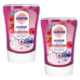 Set 2 Rezerve sapun lichid antibacterian Sagrotan No Touch cu Fructe de Padure pentru dispenserul automat cu senzor, 250 ml - compatibil cu DETTOL