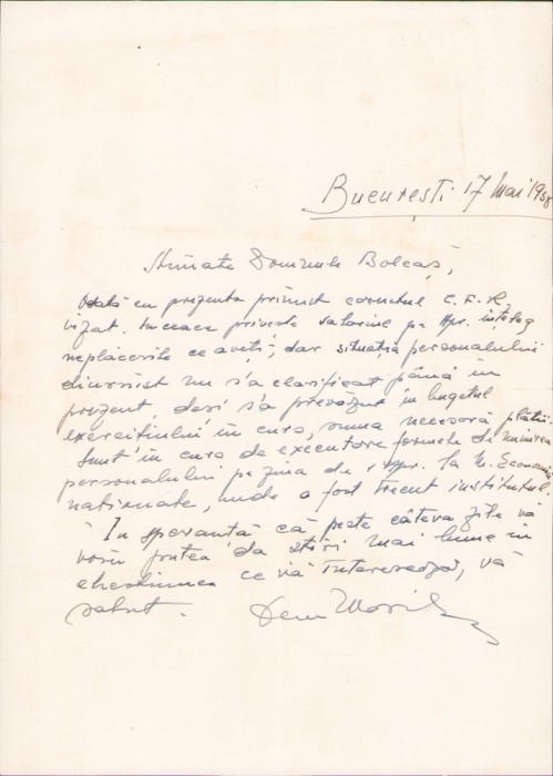 HST A1573 Scrisoare 1938 Institutul de Demografie către Lucian Bolcaș