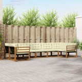 vidaXL Set de canapele de exterior cu pernă 7 pcs Natural și Crem 3369805