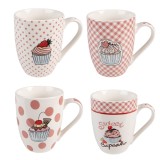 Set 4 cani portelan multicolor Briose (4) 12x8x10 cm / 300 ml
