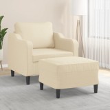 vidaXL Fotoliu canapea cu taburet, crem, 60 cm, material textil