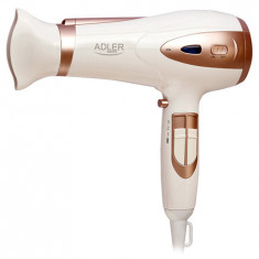 Uscator de par ionizare Adler, 2200W, 2 viteze, 3 temperaturi, alb