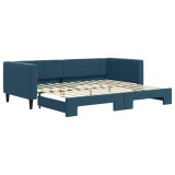 Cumpara ieftin Pat de zi cu extensie, albastru, 90x200 cm, catifea