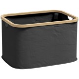 HOMCOM Coș Pliabil pentru Rufe de 36L cu M&acirc;nere, Coș pentru Rufe din Bambus și Poliester, 44,3x33,3x26,5 cm, Negru | Aosom Romania