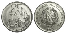 RSR moneda 25 BANI 1966 UNC NECIRCULATA din fisic de banca