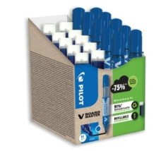 Set 10 markere reincarcabile pentru tabla + 10 rezerve Pilot Begreen VBoard 2.3mm, albastru