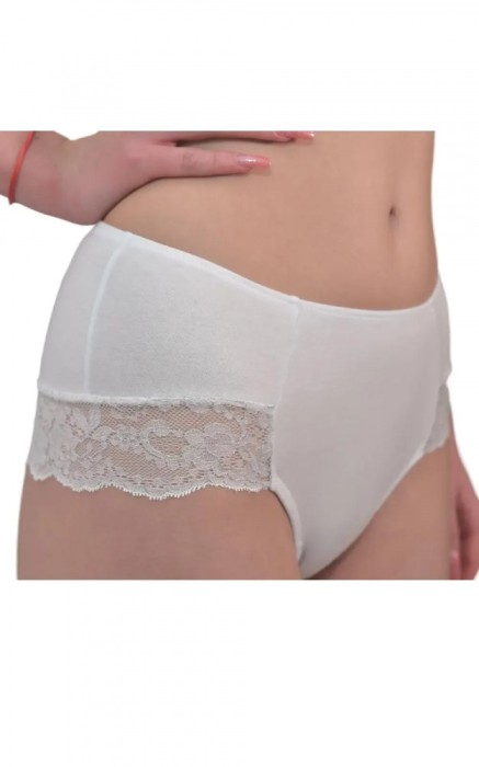 Chilot brazilian cu talie &icirc;naltă bumbac elastic C1215 - L - Alb