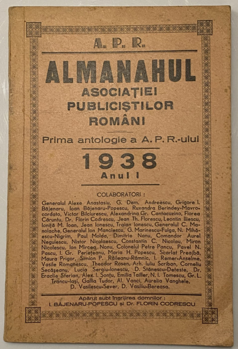 revista brosura veche Almanahulul Asociatiei Publicistilor Romani 1938 anul 1