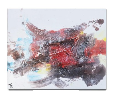 Tablou abstract pictat manual, Fantezie in abstract 16, 60x50cm ulei pe panza in relief efect 3D, gata de agatat pe perete foto