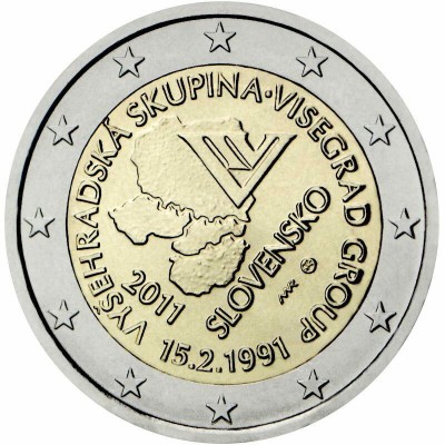 SV * Slovacia 2 EURO 2011 * 20 ANI GRUPUL DE LA VISEGRAD - 1991 * AUNC+ / UNC foto