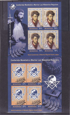 ROMANIA 2014 - CONFERINTA MONDIALA A LOJI MASONICE, MNH - LP 2032b set MINICOLI. foto