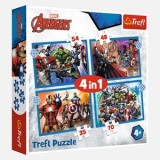 Puzzle 4 in 1 cu tematica Avengers, 4 seturi cu 35, 48, 54 si 70 de piese, Multicolor, CMCLASS