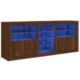 Cumpara ieftin Servanta cu lumini LED, stejar maro, 162x37x67 cm
