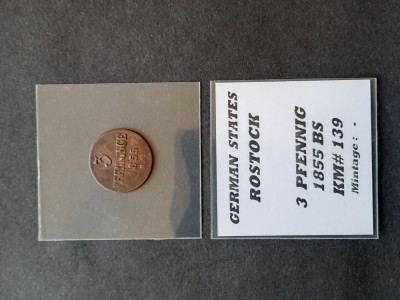 3 Pfennig 1855 BS, Statele Germane (Rostock) - A 3991 foto