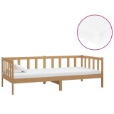 Cumpara ieftin Pat de zi cu saltea, maro miere 90x200 cm, lemn masiv de pin