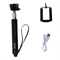 Selfie stick - Monopod extensibil cu suport pentru telefon cu buton si zoom bluetooth pe maner foto