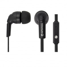 Casti in-ear stereo Titanum TH109K , cu microfon, pentru smartphone, cablu 120 cm, conector jack 3.5mm, negre