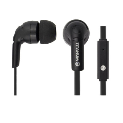 Casti in-ear stereo Titanum TH109K , cu microfon, pentru smartphone, cablu 120 cm, conector jack 3.5mm, negre foto