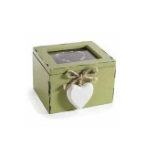 Cumpara ieftin Cutie pliculete ceai sticla lemn verde vintage II 10 x 9,5 x 7 H