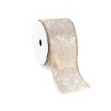 Rola panglica Craciun catifea crem aurie mm 63 x 10 m