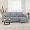 VidaXL Canapea cu 3 locuri și taburet, gri deschis, 180 cm, textil 3201135