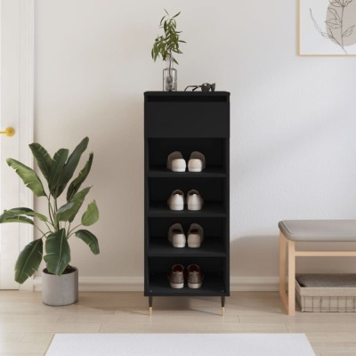 vidaXL Pantofar, negru, 40x36x105 cm, lemn compozit foto