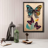 Tablou decorativ, Butterfly Dream XL, Lemn, Lemn, Multicolor, Bystag